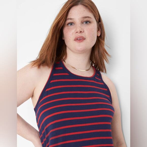Lane Bryant tank top midi dress knit striped nautical razorback costal plus size - Picture 2 of 15